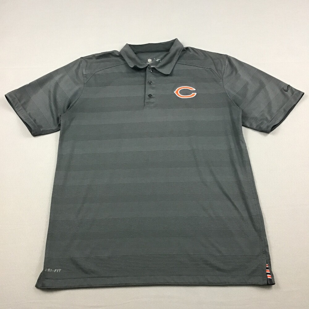 Chicago Bears Shirt Men Large Gray Nike On FIeld NFL Football Short Sleeve Polo